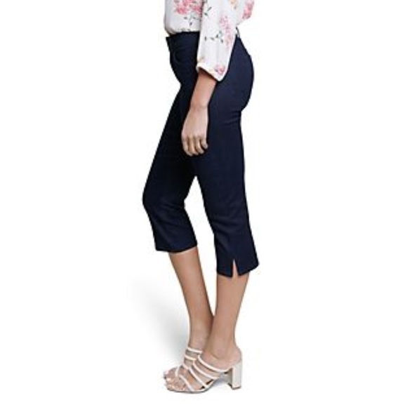 NYDJ PETITE Cool Embrace Capri Double Snap Side Slit Dark Rinse 3LM05.10 - Picture 3 of 12